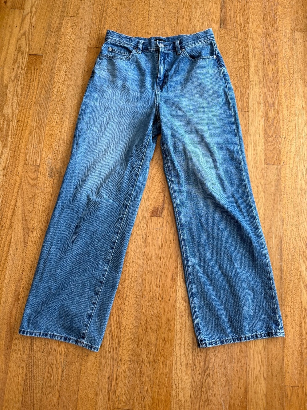 Uniqlo Women’s Blue Jeans High Rise Straight Wide Leg Size 27